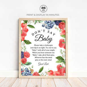 Affiche Panneau de jeu de baby shower "Berry 'Ne dites pas