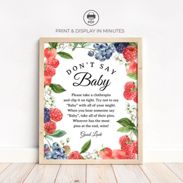 Affiche Panneau de jeu de baby shower "Berry 'Ne dites pas (Créateur téléchargé)