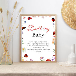Affiche Panneau de jeu de baby shower « Bug Don't Say Baby