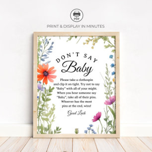 Affiche Panneau de jeu de baby shower "Ne dites pas bébé"
