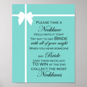 Affiche Panneau de jeu de Baby Shower Turquoise Aqua
