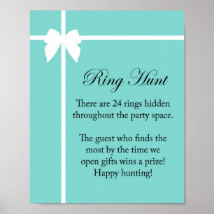 Affiche Panneau de jeu de Baby Shower Turquoise Aqua