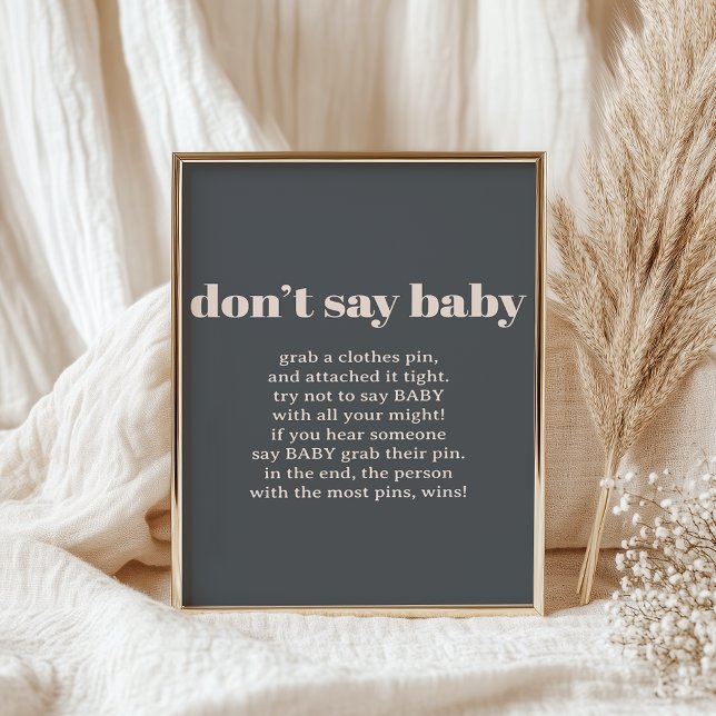 Affiche Panneau de jeu de baby shower typographie boho gri (Créateur téléchargé)