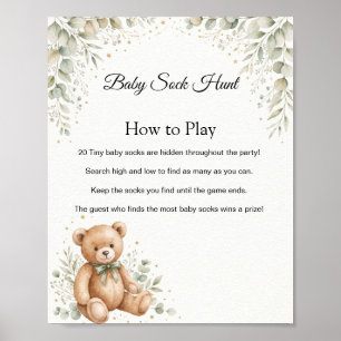 Affiche Panneau de jeu de chasse aux chaussettes de bébé O