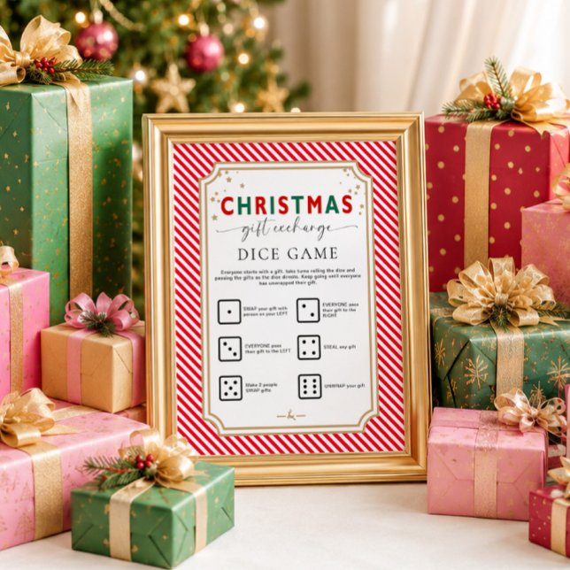 Affiche Panneau de jeu de dés pour échange de cadeaux de N (Créateur téléchargé)