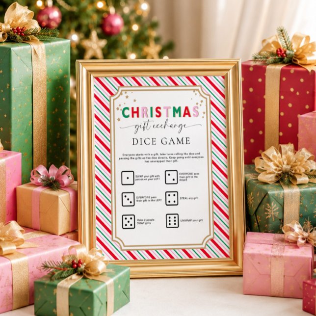 Affiche Panneau de jeu de dés pour échange de cadeaux de N (Créateur téléchargé)