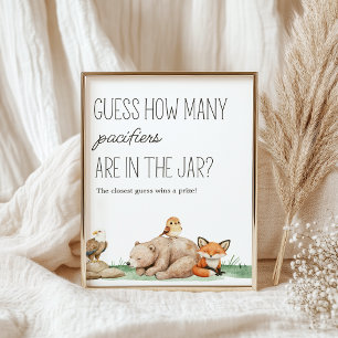 Affiche Panneau de jeu de devinette pour Baby Shower Boho