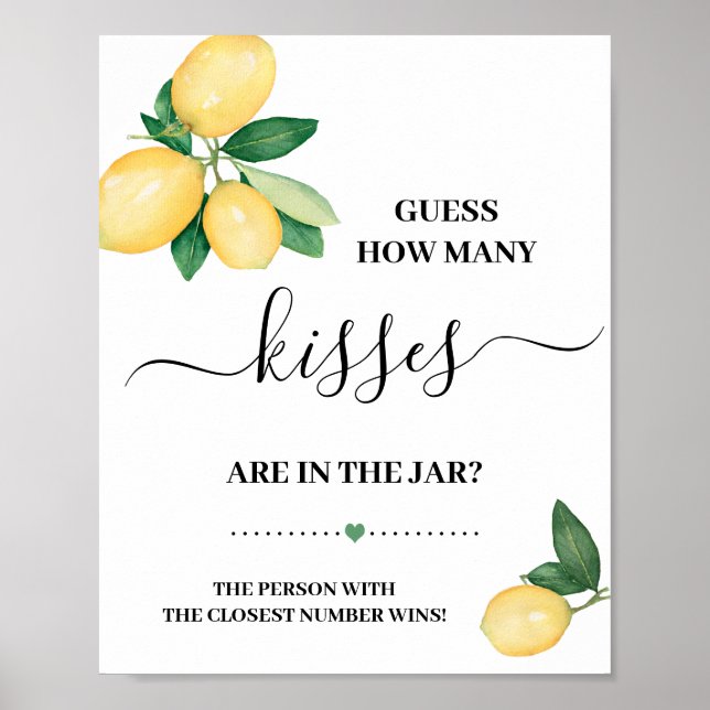 Affiche Panneau de jeu de douche de citrons « Devinez comb (Devant)