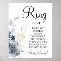 Panneau de jeu de douche de mariage bague aquarell