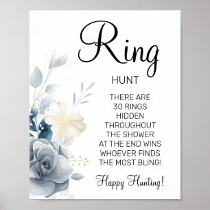 Affiche Panneau de jeu de douche de mariage bague aquarell