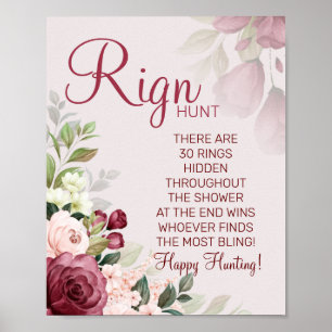 Affiche Panneau de jeu de douche de mariage Watercolor Rin