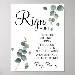 Affiche Panneau de jeu de douche de mariée Eucalyptus Ring