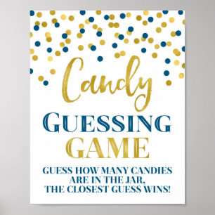Affiche Panneau de jeu de la Marine Blue Black Confetti Ca