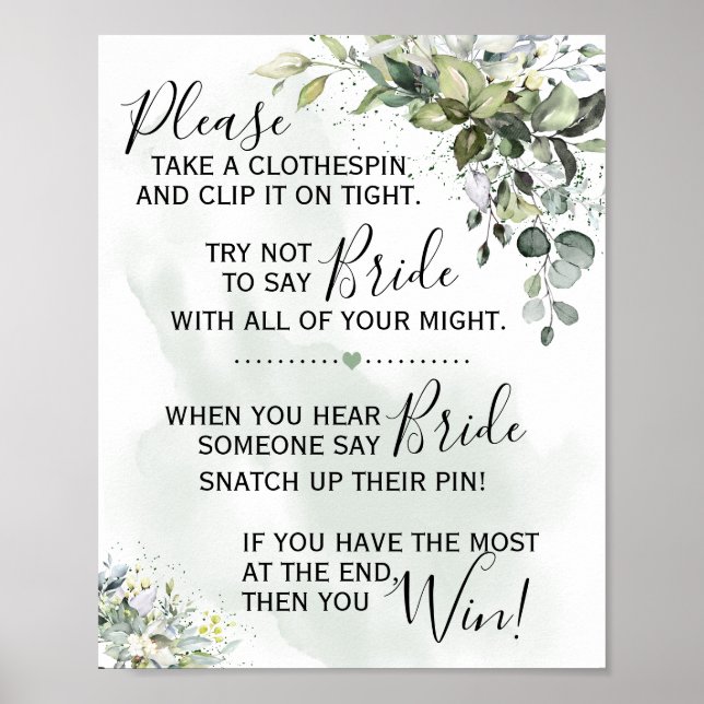 Affiche Panneau de jeu de pinces à linge Eucalyptus (Devant)