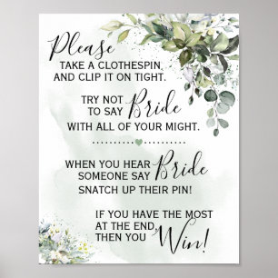 Affiche Panneau de jeu de pinces à linge Eucalyptus verdur