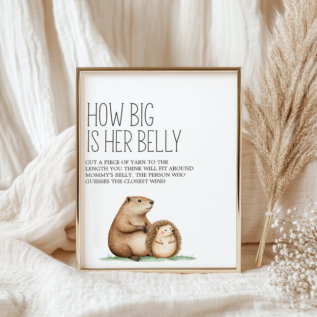 Affiche Panneau de jeu de ventre de Baby Shower Boho Woodl (Créateur téléchargé)
