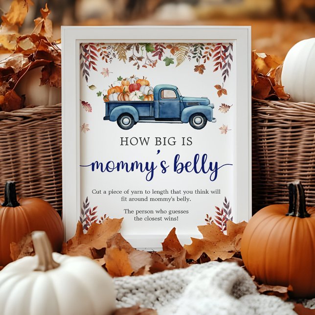 Affiche Panneau de jeu de ventre pour Baby Shower Little P (Little Pumpkin Baby Shower Belly Game Sign)