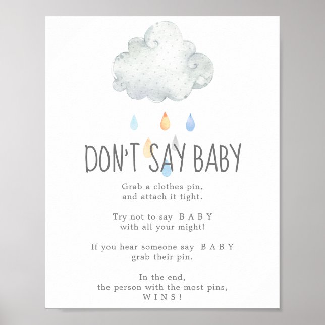 Affiche Panneau de jeu Garçon Nuage de Pluie Ne Dis Pas Bé (Devant)