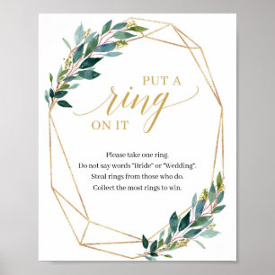 Affiche Panneau de jeu Green Put a ring on it pour Baby Sh