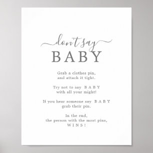 Affiche Panneau de jeu minimaliste argenté Ne dis pas bébé