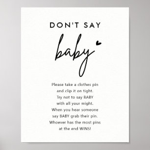 Affiche Panneau de jeu minimaliste Ne pas dire Baby shower