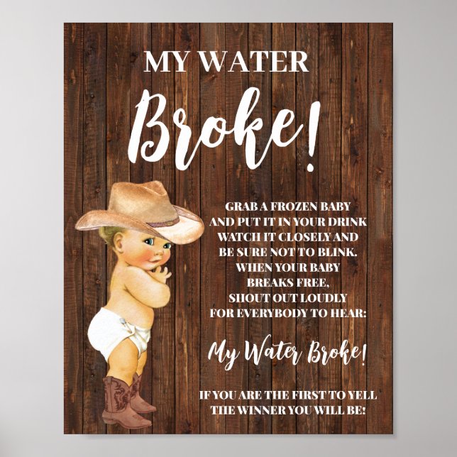 Affiche Panneau de jeu My Water Broke Little Cowboy Baby s (Devant)