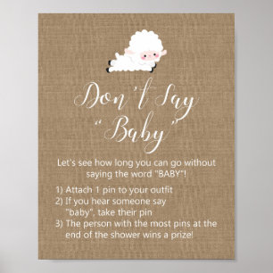 Affiche Panneau de jeu Petit Baby shower d'agneau