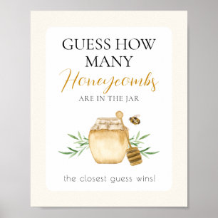 Affiche Panneau de jeu pour Baby Shower Abeille : Devinez