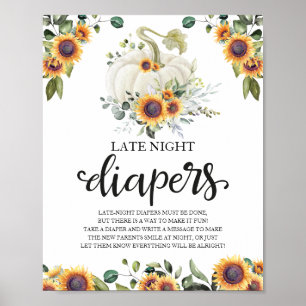 Affiche Panneau de jeu pour Baby Shower : Couches de nuit