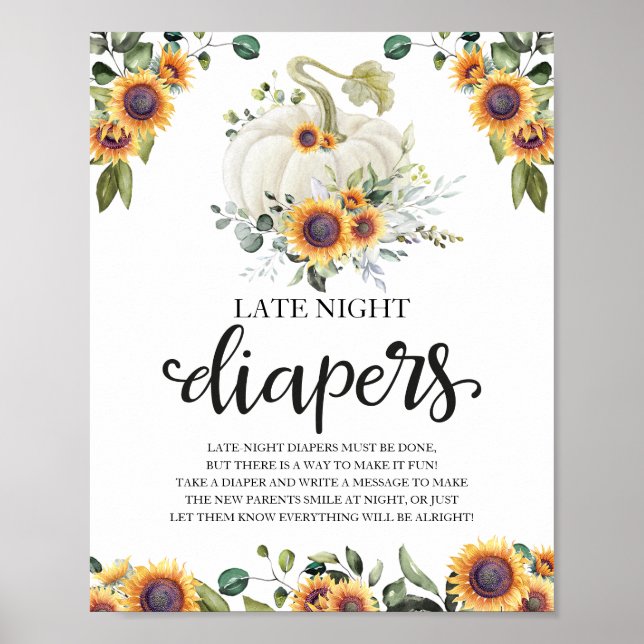 Affiche Panneau de jeu pour Baby Shower : Couches de nuit  (Devant)