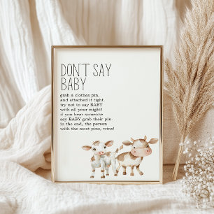 Affiche Panneau de jeu pour baby shower de la petite ferme