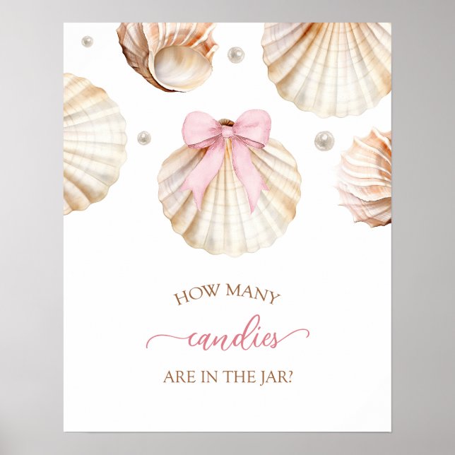 Affiche Panneau de jeu pour baby shower Fille Ruban Rose C (Devant)
