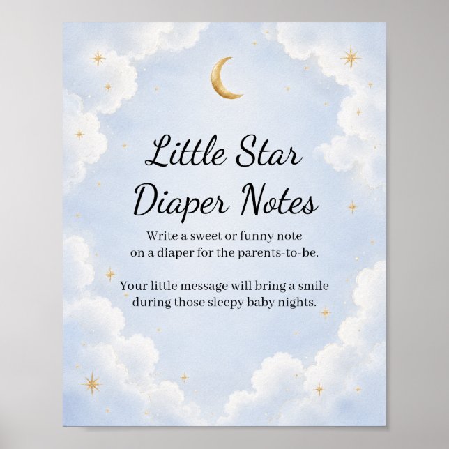 Affiche Panneau de jeu pour Baby Shower Little Star Diaper (Devant)