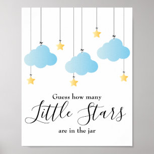 Affiche Panneau de jeu pour Baby Shower Little Stars Bleu