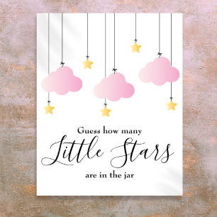 Affiche Panneau de jeu pour Baby Shower Little Stars Rose