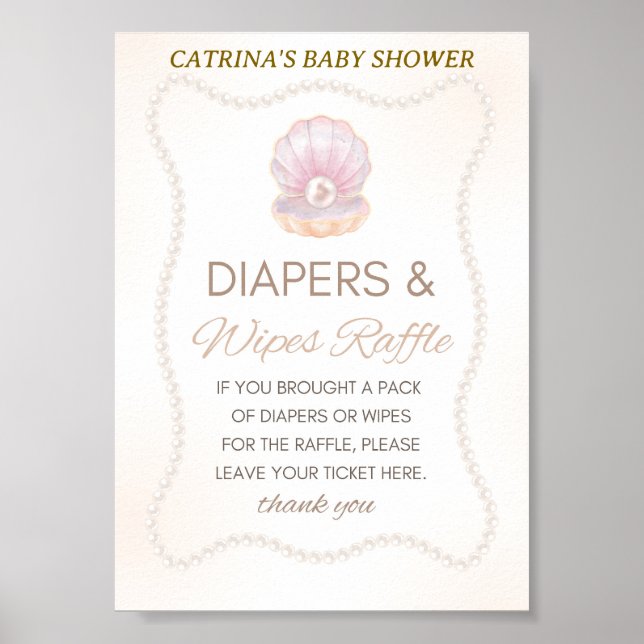 Affiche Panneau de jeu pour Baby Shower Pearl (Devant)