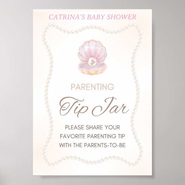 Affiche Panneau de jeu pour Baby Shower Pearl (Devant)