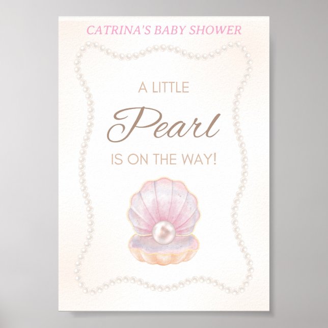 Affiche Panneau de jeu pour Baby Shower Pearl (Devant)