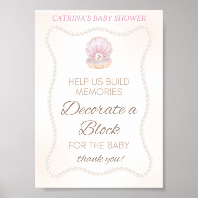 Affiche Panneau de jeu pour Baby Shower Pearl (Devant)