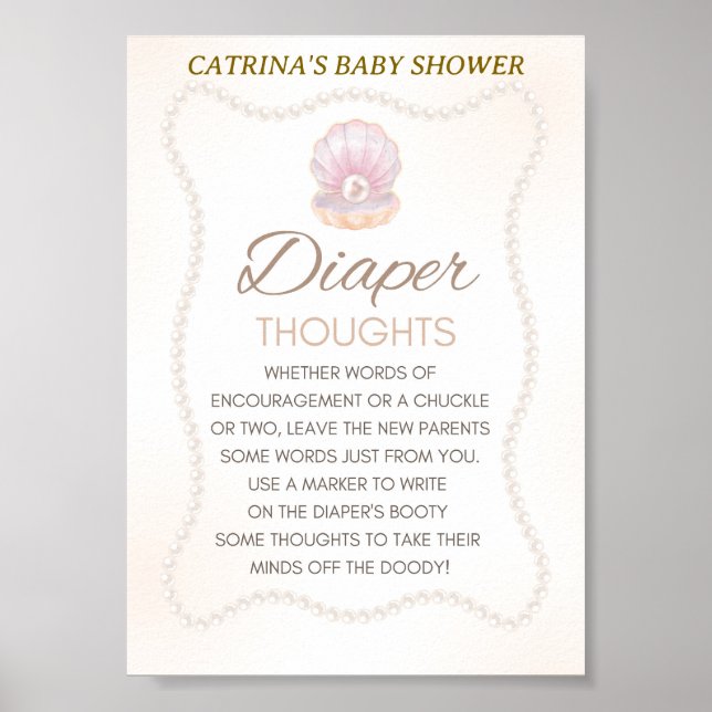 Affiche Panneau de jeu pour Baby Shower Pearl (Devant)