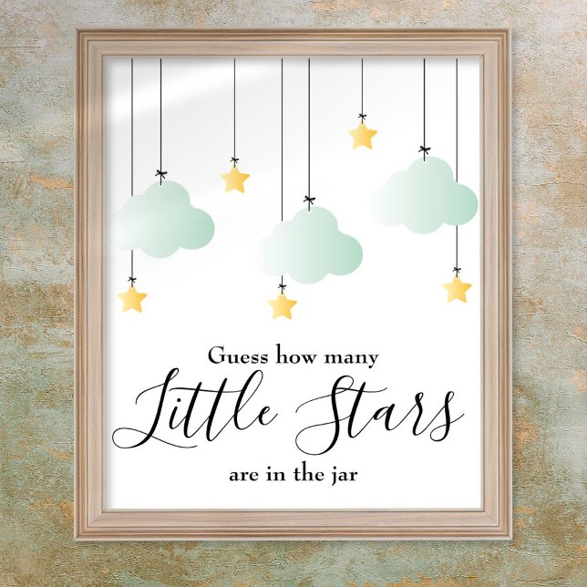 Affiche Panneau de jeu pour Baby Shower « Petites Étoiles  (Little Stars Baby Shower Game Sign)