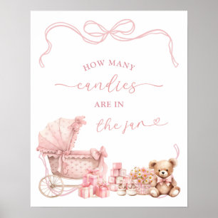 Affiche Panneau de jeu pour baby shower Poussette Coquette