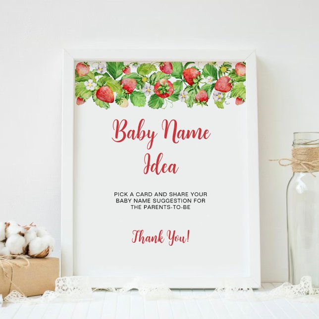 Affiche Panneau de jeu pour idée de prénom bébé fraise (Créateur téléchargé)