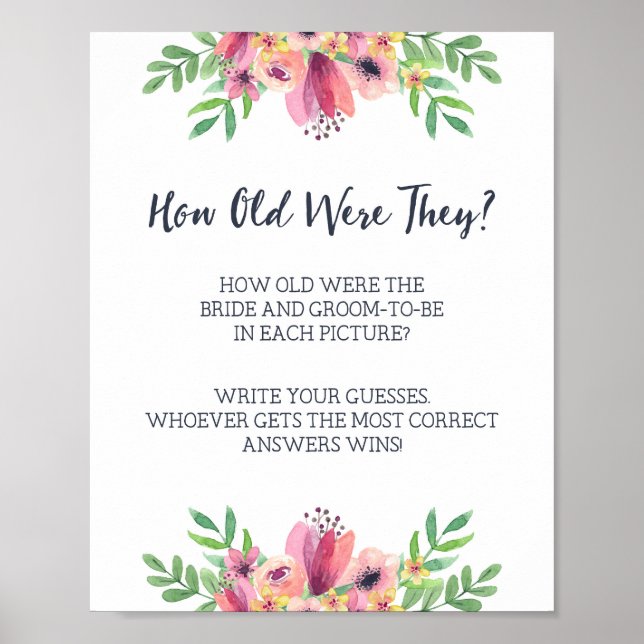 Affiche Panneau de jeu pour la douche de mariage Quel âge  (Devant)