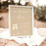 Affiche Panneau de la barre Boho Fête des mariées Mimosa<br><div class="desc">Cette enseigne de bar Mimosa dispose d'une calligraphie minimaliste et moderne,  parfaite pour s'afficher à votre douche ou à votre poste de bulle de l'événement! Les couleurs du texte et des arrière - plans sont entièrement modifiables —> cliquez sur le bouton "Customiser plus" pour modifier !</div>