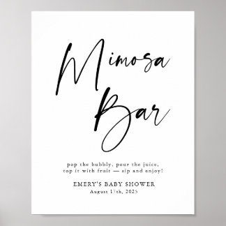 Affiche Panneau de la barre de Baby shower moderne Mimosa
