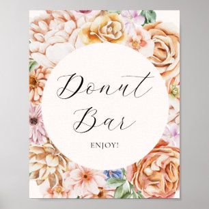 Affiche Panneau de la barre de beignes à fleurs colorées p