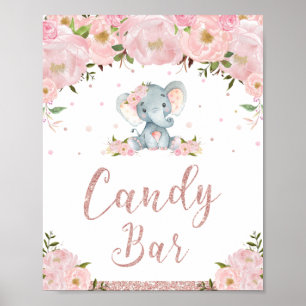 Affiche Panneau de la barre de bonbons rose Baby shower d'