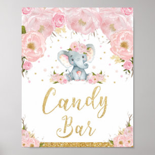 Affiche Panneau de la barre de bonbons rose Baby shower d'