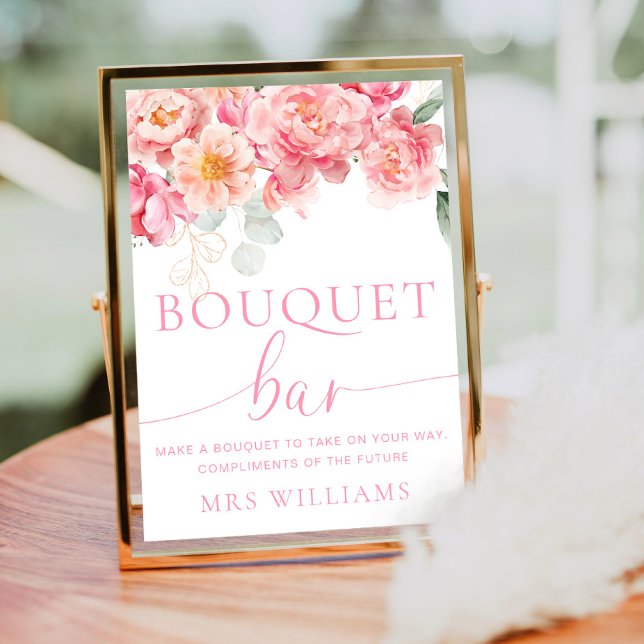 Affiche Panneau de la barre de bouquet florale Piper Peony (Bouquet Bar Sign Piper Peony )